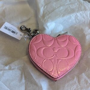 Coach Pink Heart Leather Coin Purse NWT
